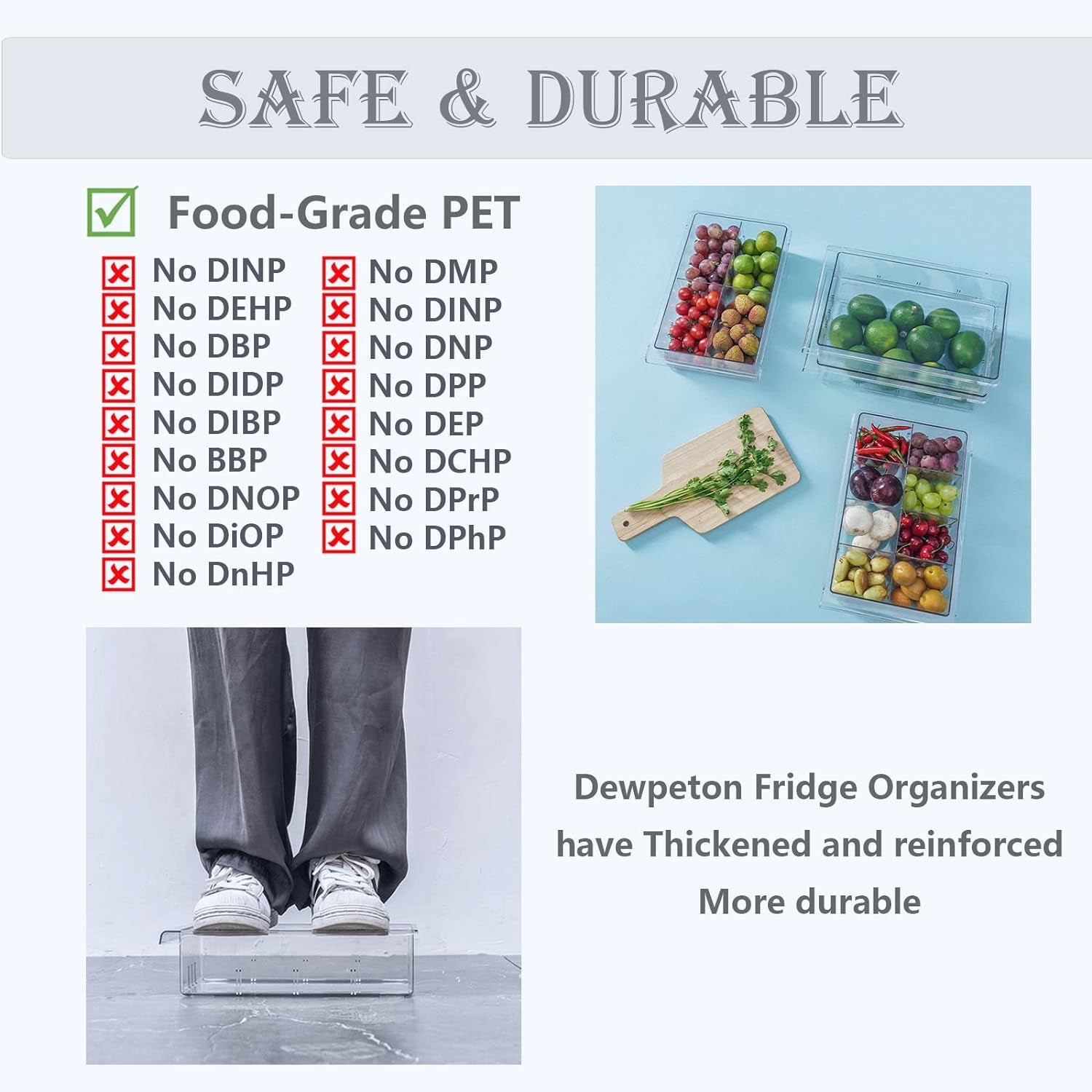 Refrigerator Organizer Bins - Large Capacity Egg Holder Tray for Refrigerator, Clear Plastic Container Drawer for Egg, Home Essentials Organization and Storage Box