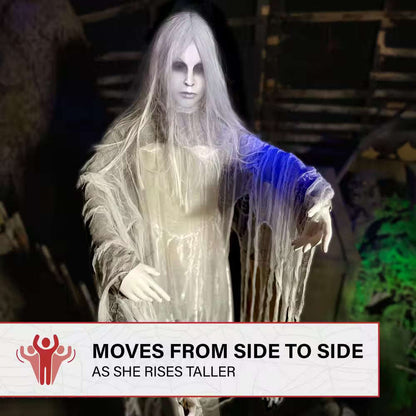 5.6 Ft. Rising Ghost Woman by Tekky, Sound Activated Halloween Animatronic