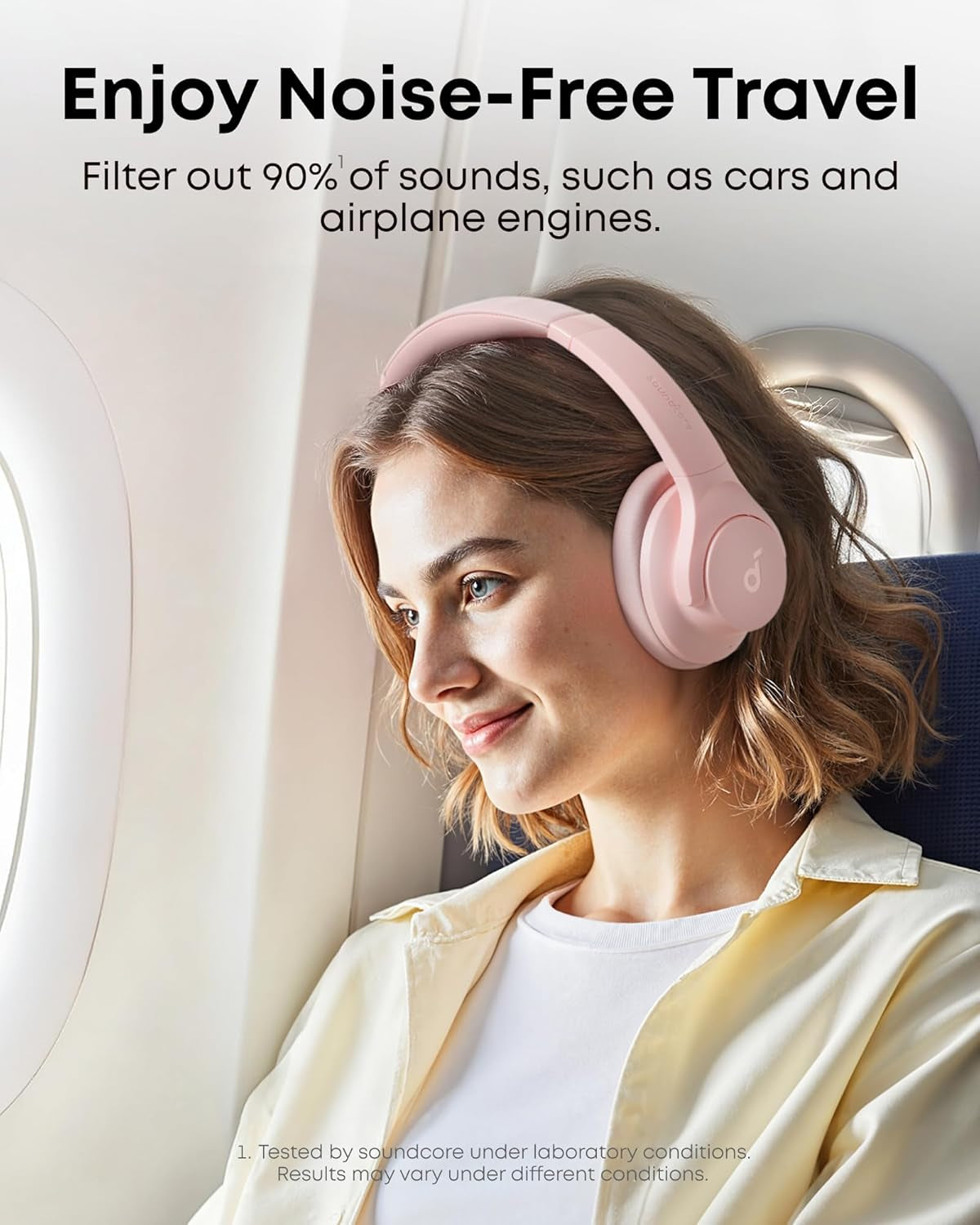 by  Q20I Hybrid Active Noise Cancelling Headphones, Wireless Over-Ear Bluetooth, 40H Long ANC Playtime, Hi-Res Audio, Big Bass, Customize via an App, Transparency Mode (Pink)