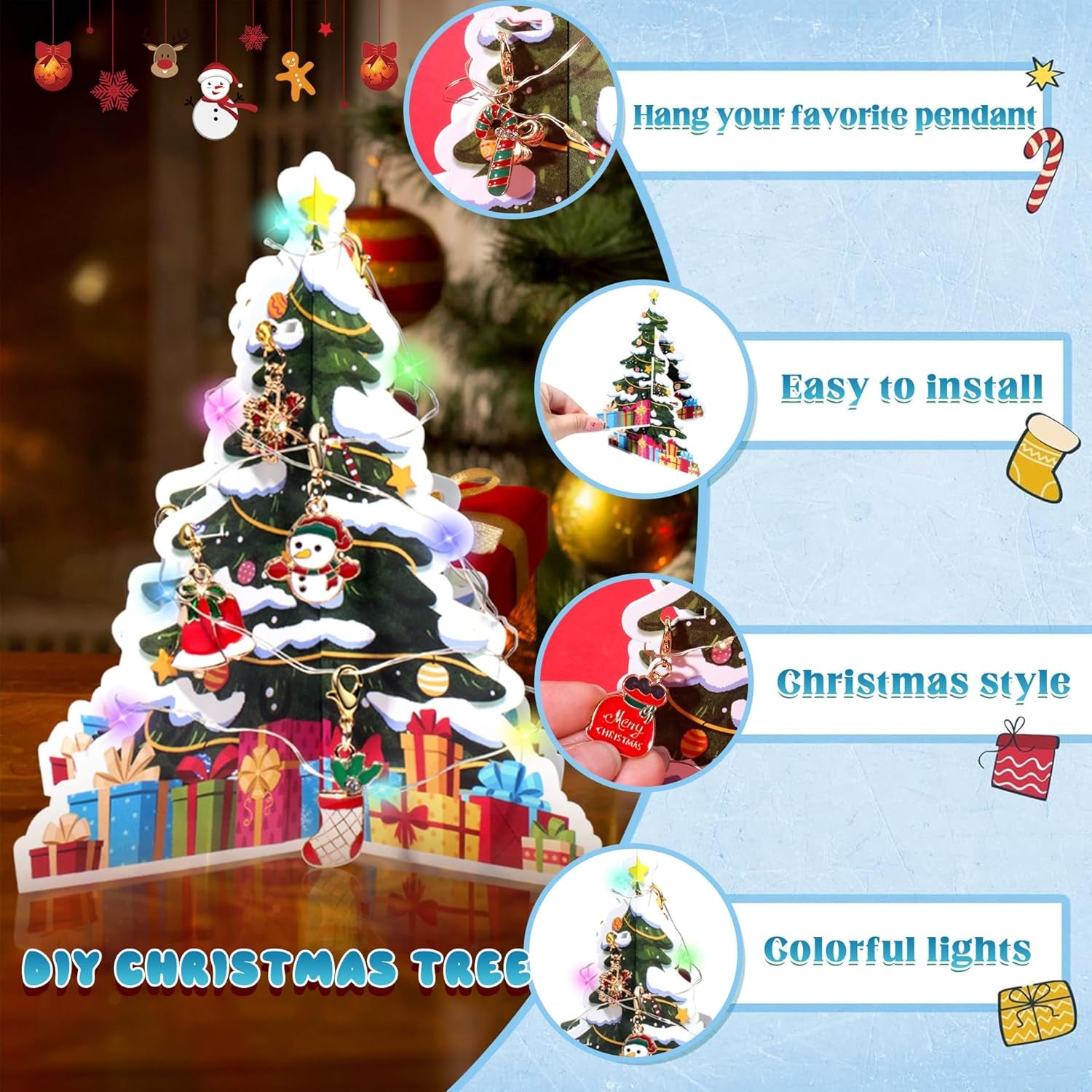 2025 Christmas Advent Calendar Bracelets, 24 Days DIY Jewelry Making Kit with 22 Charm Beads and 2 Adjustable Bracelets, Xmas Countdown Gift for Kids Teens Women