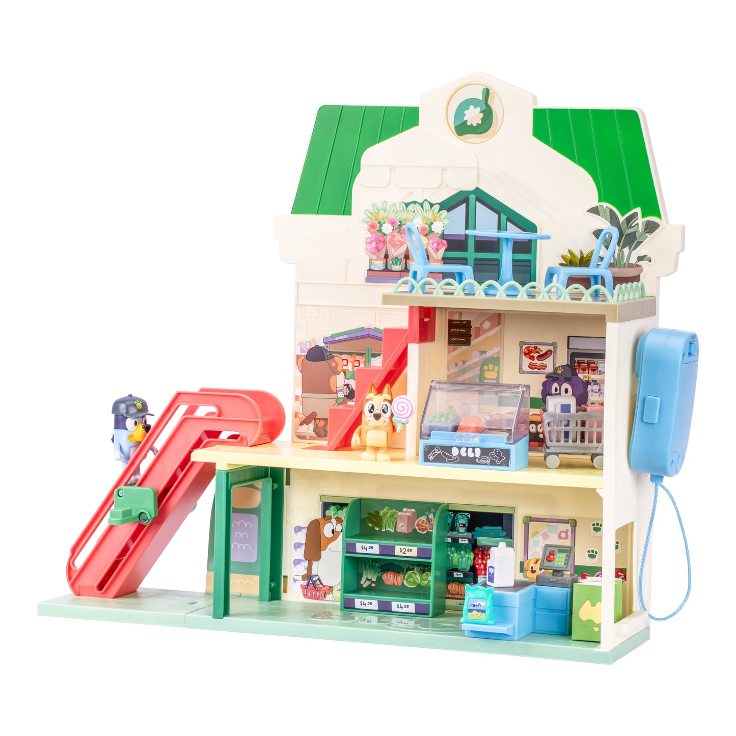 Supermarket Playset, 3 Different Levels with Exclusive  and Bingo Figures. 24 Sounds and 15+ Play Pieces plus Fun Intercom, Ages 3+