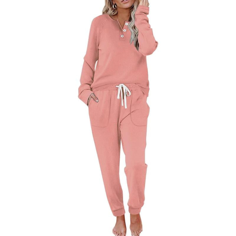 WIHOLL Two Piece Outfits for Women Lounge Sets Button down Sweatshirt Sweatpants Sweatsuits Set with Pockets