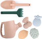 Toddler Gardening Tools - Silicone Beach Toys, Garden Toys for Toddlers | Kids Shovel and Rake Set, Watering Can, Sand Molds | Outdoor Baby Gardening Set (Sand Pink)