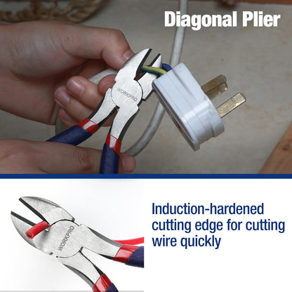7-Piece  Pliers Set with Groove Joint, Long Nose, Slip Joint, Linesman, and Diagonal Pliers for DIY & Home Use