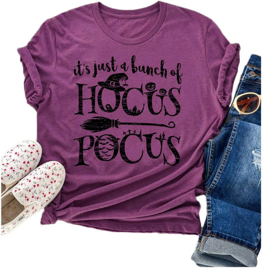 Hocus Pocus Halloween Shirts for Women Fall Tee Shirt Classic Halloween Movie Tops