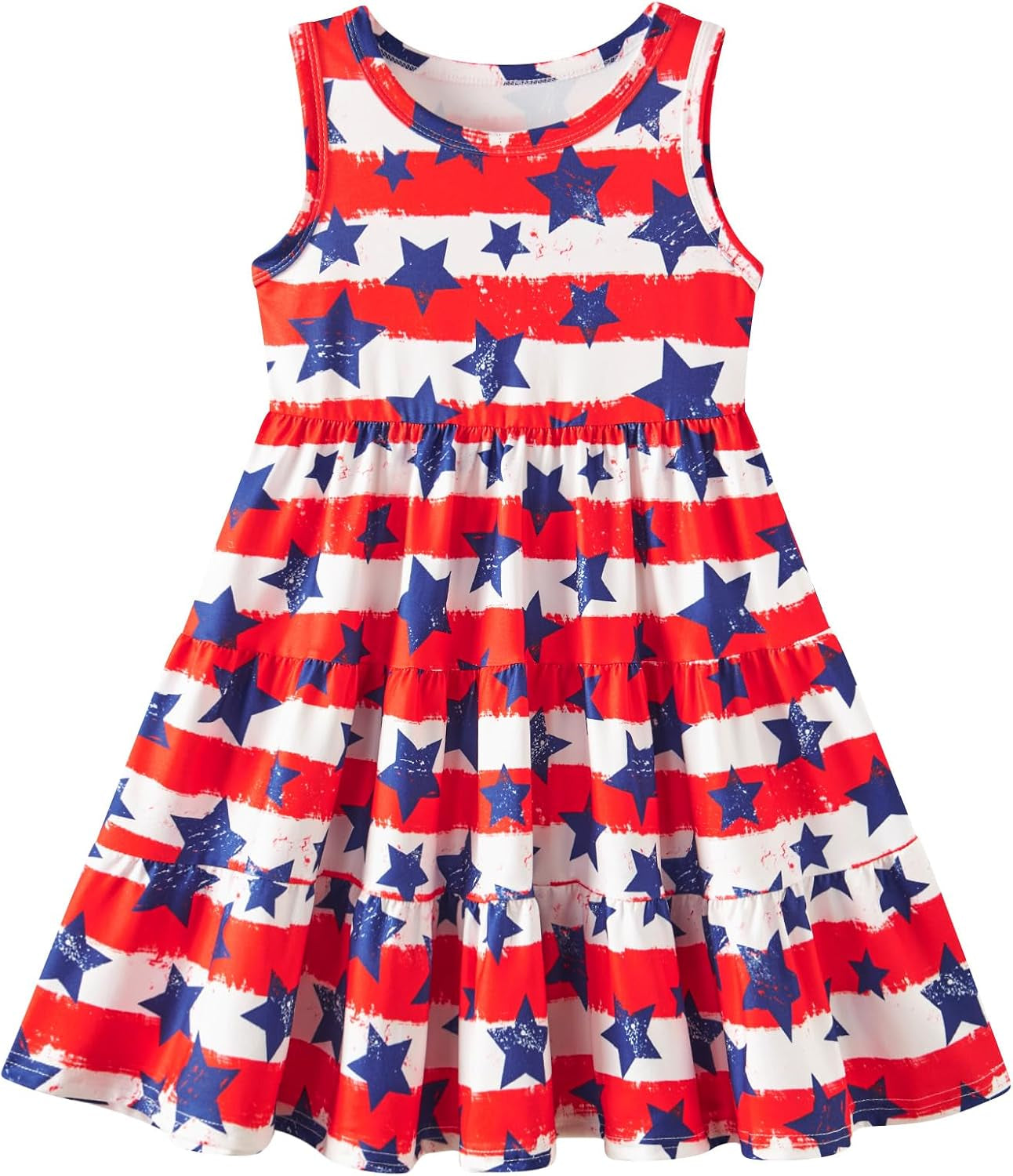 Little Girls Casual Sleeveless Dresses Summer Swing Twirly Sundress Kids 3D Cute Sun Dress 4-8T