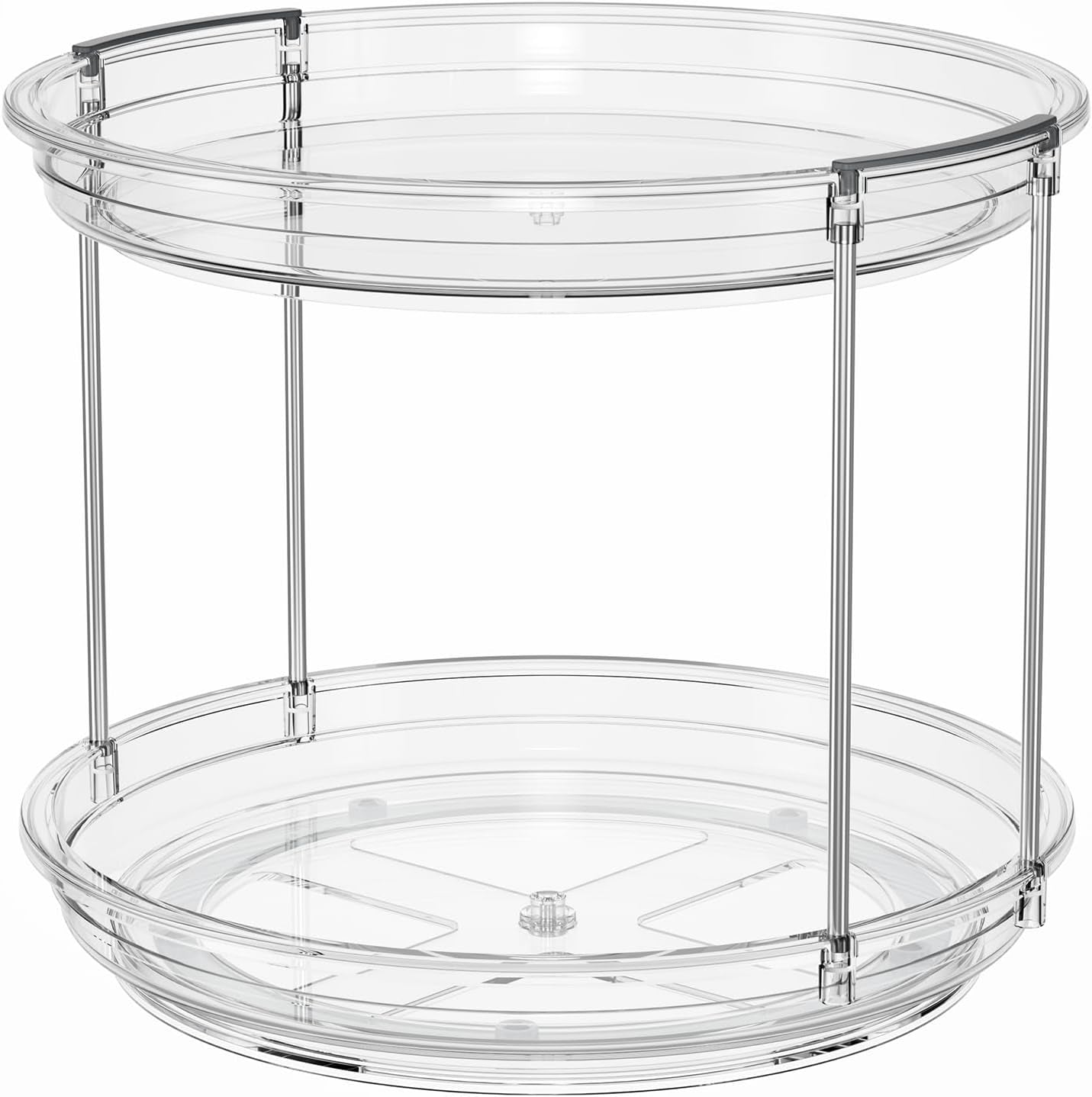 2 Tier Lazy Susan Turntable Organizer 9.25'' Rotating Spice Rack Organization for Cabinet, Kitchen, Pantry, Countertop, Bathroom, Vanity, Medicine Cabinet Organizer, Clear