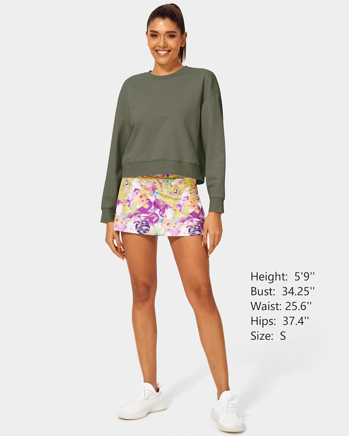 Cropped Sweatshirts for Women Cotton Long Sleeve Crop Tops Crewneck Pullover Oversized Sweater