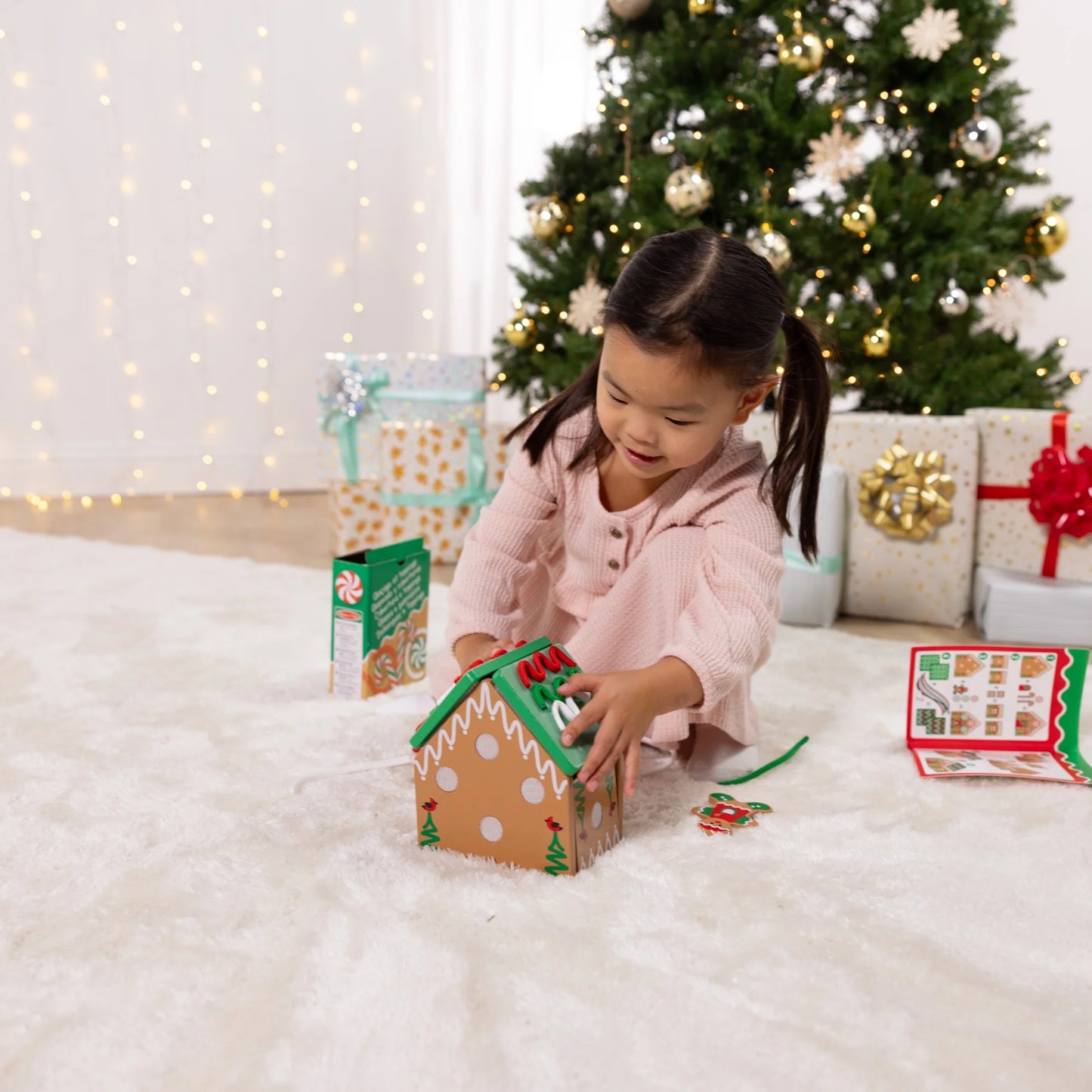 Wooden Gingerbread House Reusable, Mess-Free Play Set Activity for Boys and Girls - FSC Certified