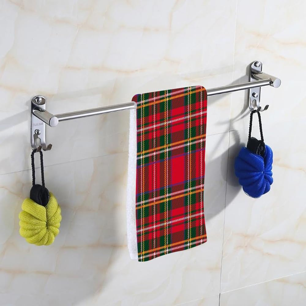 Tartan Plaid Hand Towel Traditional Red Black,Green Scottish Christmas New Year Soft Guest Face Bath Towel Bathroom Decorations Thin Kitchen Tea Dish Towels 15 X 30 Inch