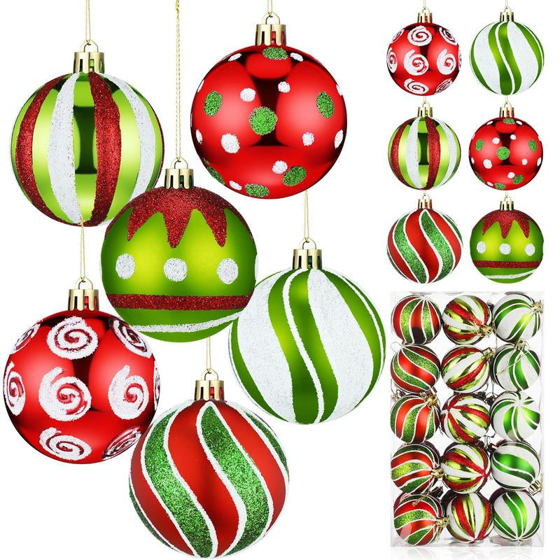 Christmas Ball Ornaments Set for Xmas Tree, Green Christmas Monster Decorations, Shatterproof Glittering Hanging Xmas Balls, Funny Lime Green Furry Christmas Decor, Cute Hanging Ornament with Red Bow, Holiday Party Home Wall Decor, Christmas Gifts