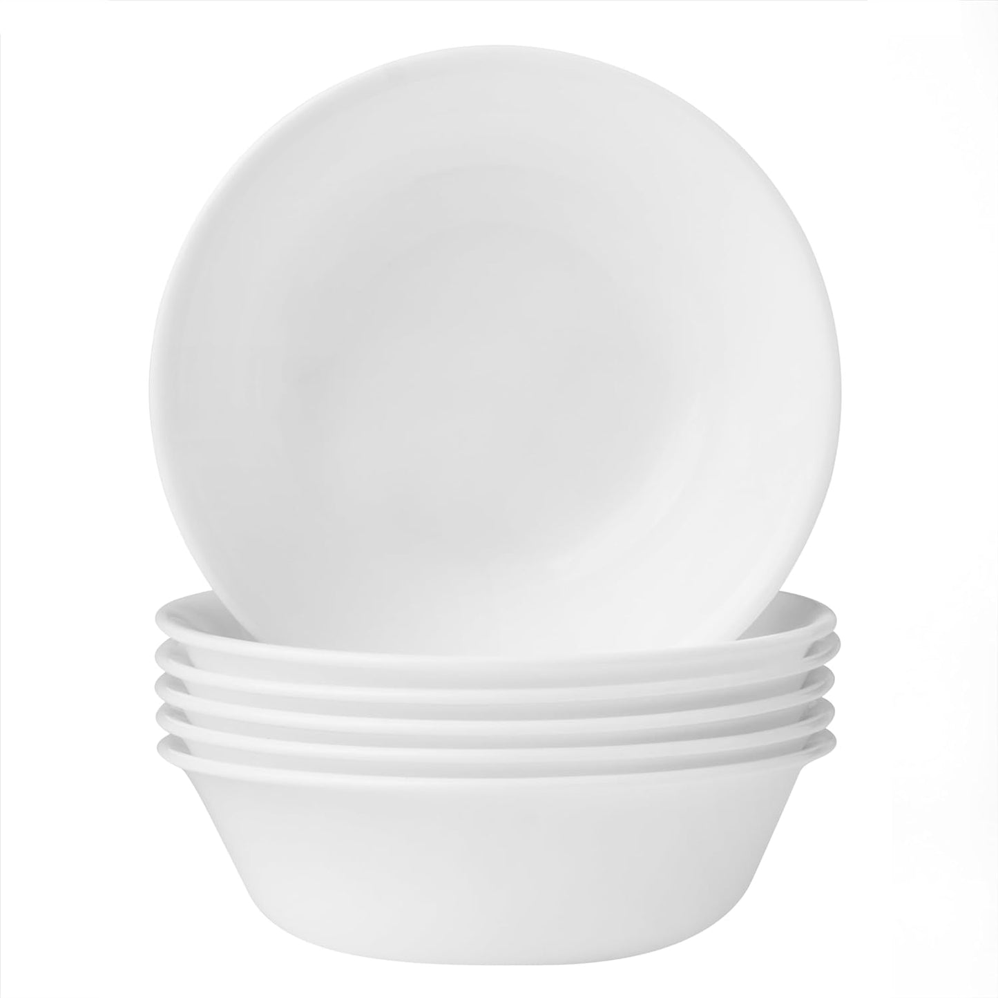 Vitrelle 6-Piece Soup/Cereal Bowl Set Triple Layer Glass and Chip Resistant, 18-Oz Lightweight round Bowls, Winter Frost White