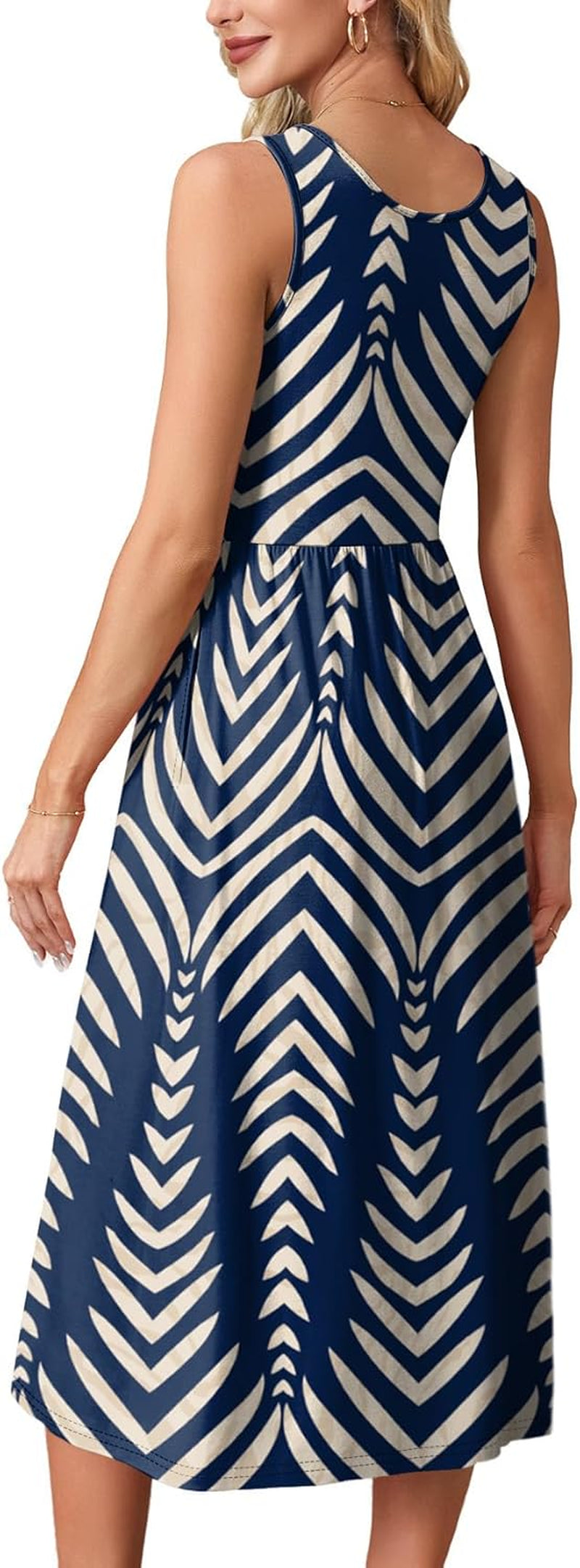 Summer Dresses for Women Flowy Casual Midi Dress Beach Vacation Sundresses with Pockets
