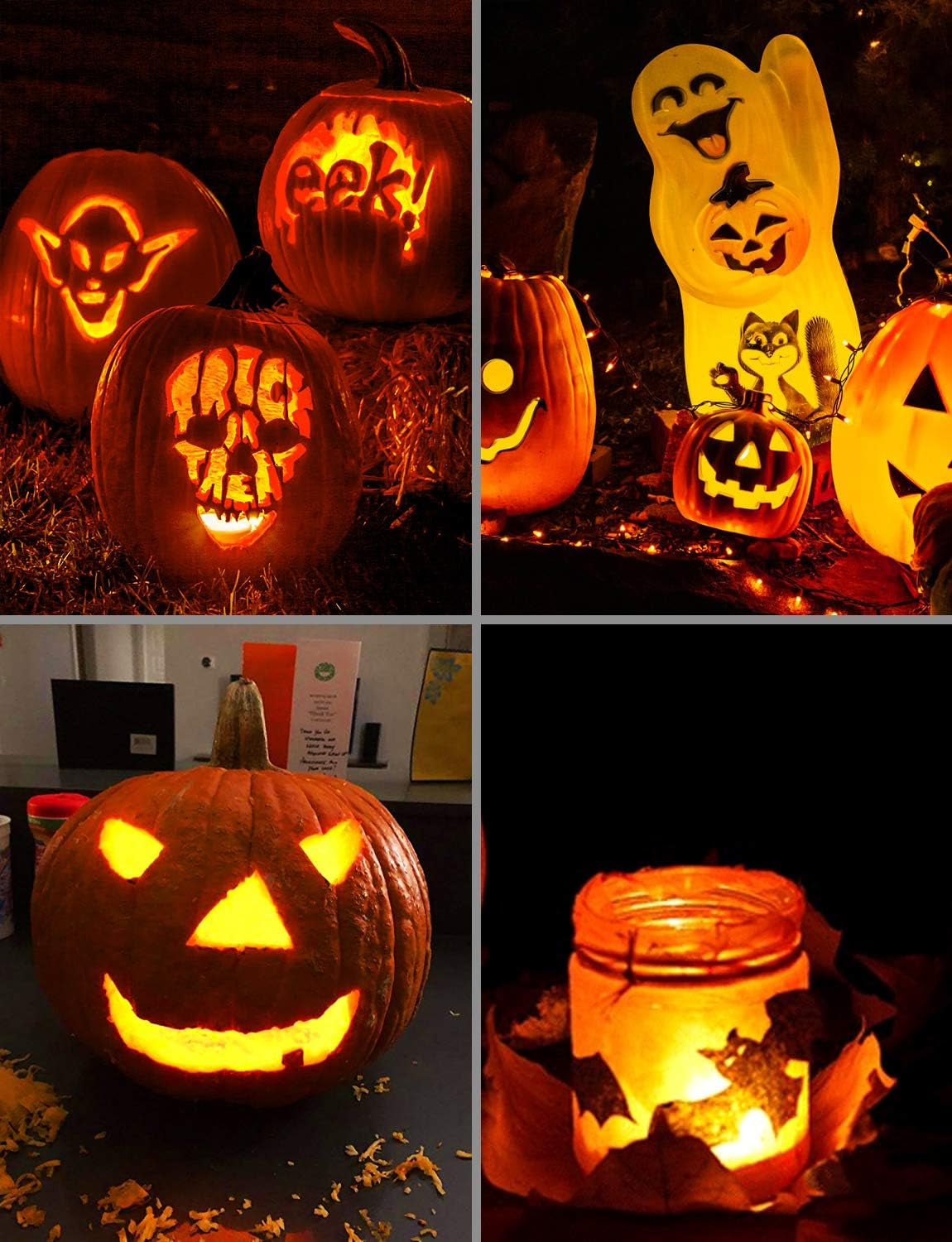 2-Pack Halloween LED Pumpkin Lights with Remote and Timer, Battery Operated Orange Jack-O-Lantern Light for Halloween Decor, Flameless Candles for Pumpkin Decorations