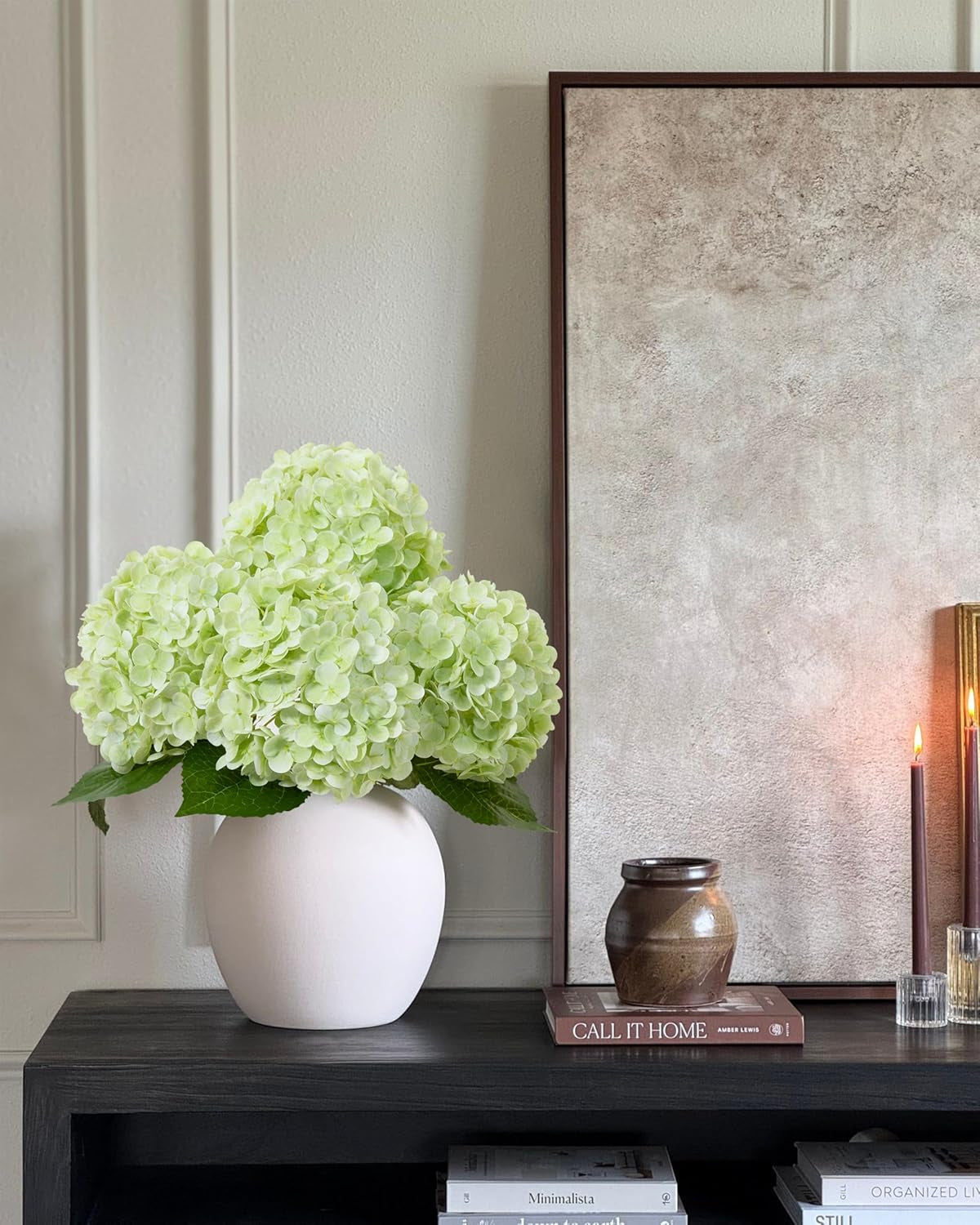 4Pcs Large Hydrangea Artificial Flowers,20 Inch Latex Real Touch Hydrangeas Lifelike Hydrangea Flower for Home Wedding Bouquets Centerpieces Party Living Room Decoration(Light Green)