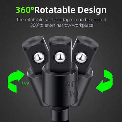 105° Right Angle Drill Adapter with 1/4" 3/8" 1/2" Impact Grade Socket Adapter 360° Rotation for Household Workplace Industry