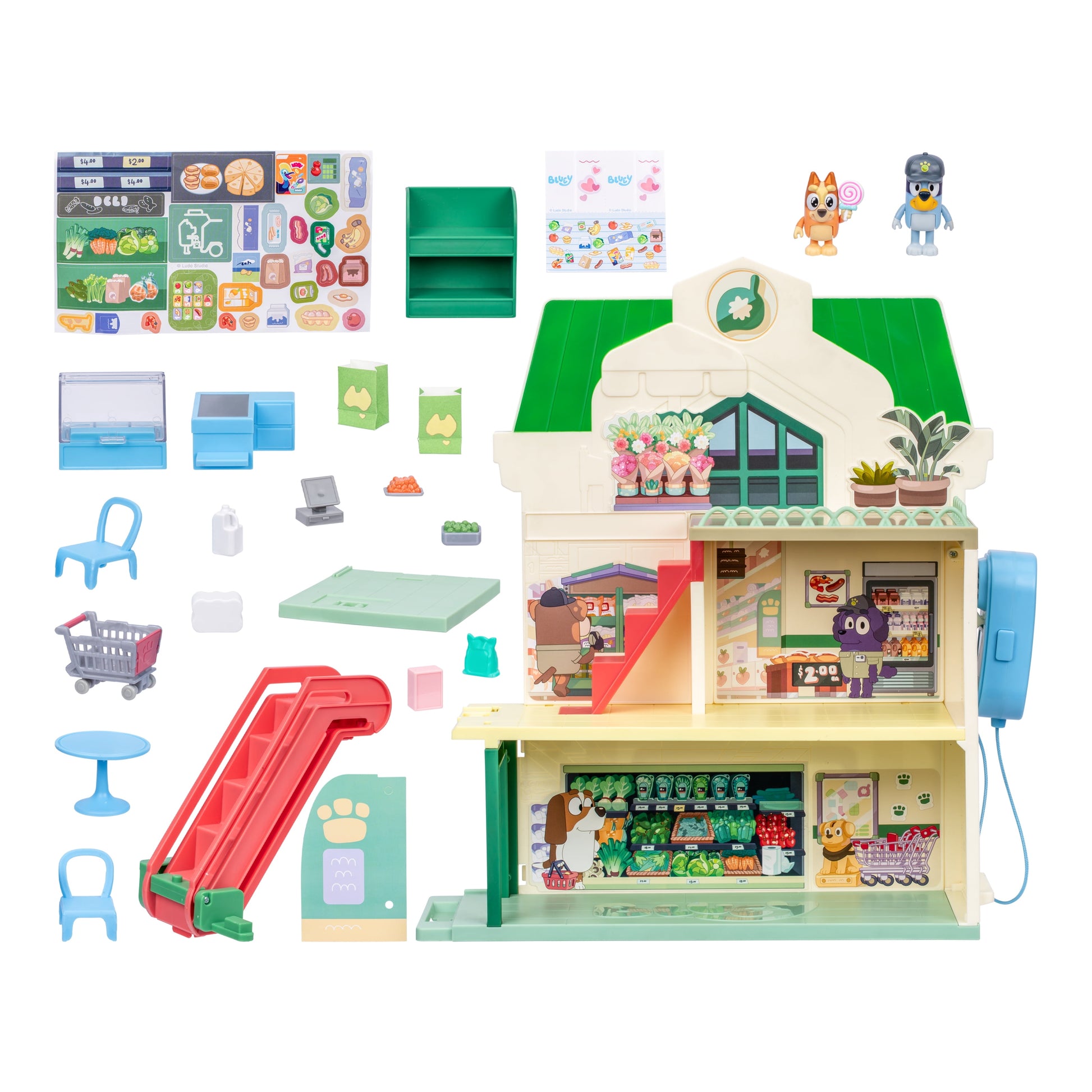 Supermarket Playset, 3 Different Levels with Exclusive  and Bingo Figures. 24 Sounds and 15+ Play Pieces plus Fun Intercom, Ages 3+