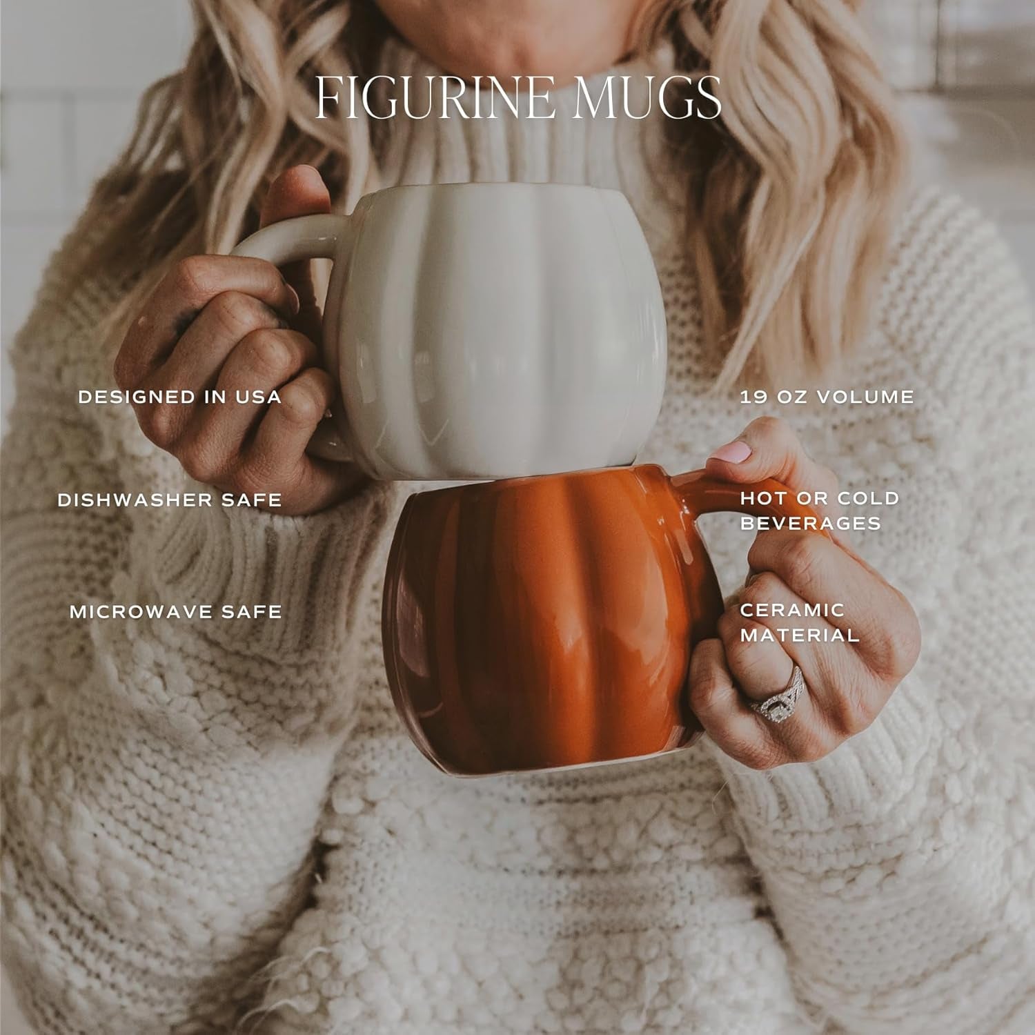 Orange Pumpkin Coffee Mug - 19 Oz Halloween Cup Dishwasher & Microwave Safe - Soothing Tea and Pumpkin Spice Latte - Ceramic