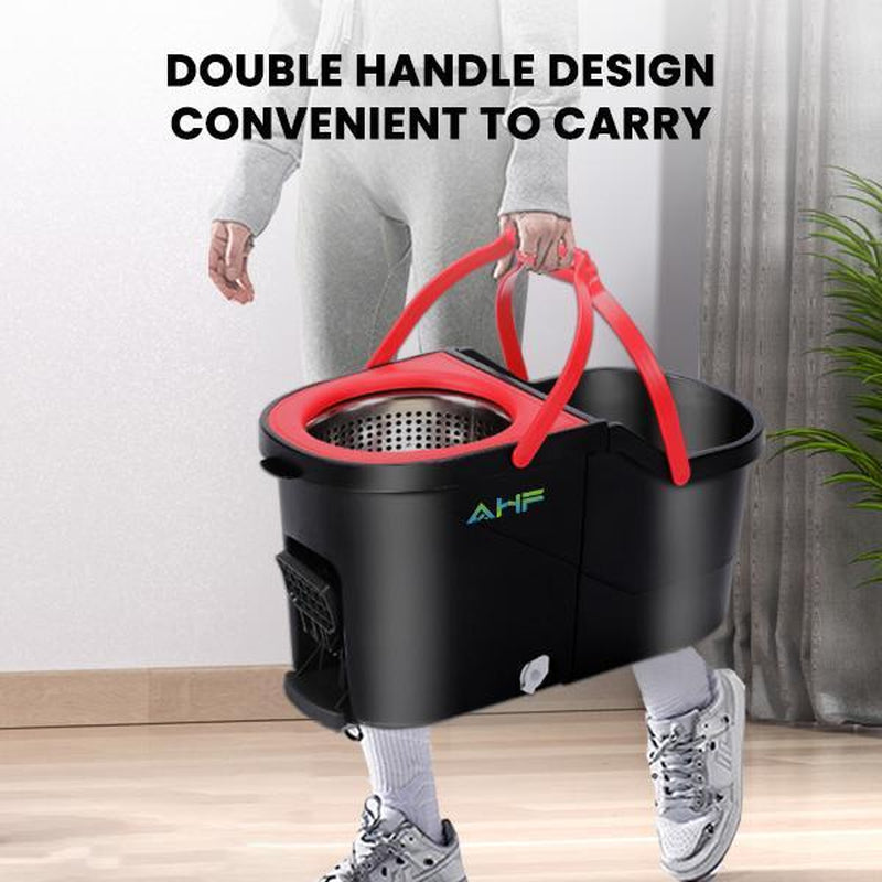 AHF New Model Microfiber Spin Mop R-2/R-2S 360° Rotation Hands-Free Cleaning System Red Standard Design Model R-2/R-2S Upgraded Version Foldable & Space-Saving Household Cleaner Tool