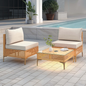3 Pieces Outdoor Patio Furniture Set,Rattan Wicker Conversation Set,Bistro Set of Outdoor Sectional Sofa Chairs & Solar Light Coffee Table