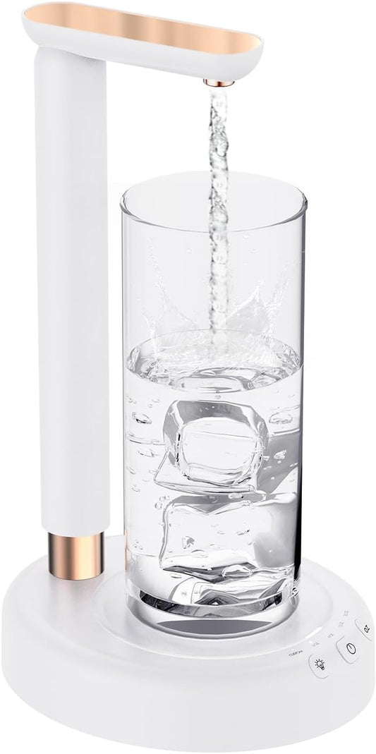 Desktop Water Dispenser Pump for 5 Gallon Bottle,  5 Gallon Water Jug Dispenser with Adjustable Height Design, Portable Type-C Charging Table Bedside Water Pump for Home(White)