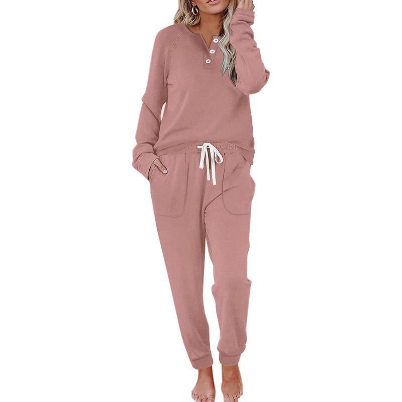 WIHOLL Two Piece Outfits for Women Lounge Sets Button down Sweatshirt Sweatpants Sweatsuits Set with Pockets