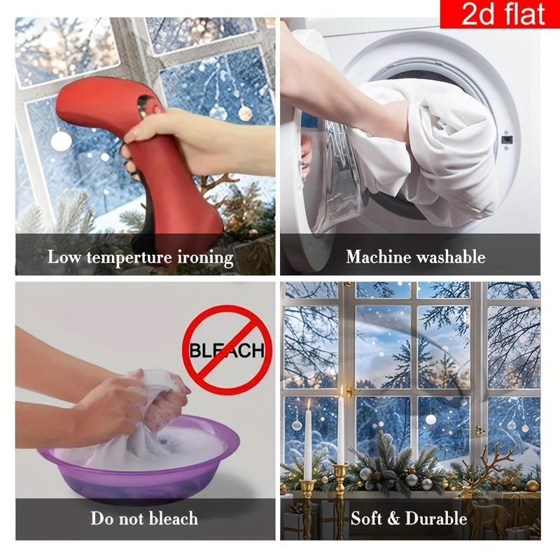 2D Flat Banner 1Pc Christmas Party Banner Indoor Christmas Tree Window Pattern Photography Backdrop Polyester Bright Durable Winter New Year Holiday Wall Decoration Living Room Outdoor Sign Ornaments