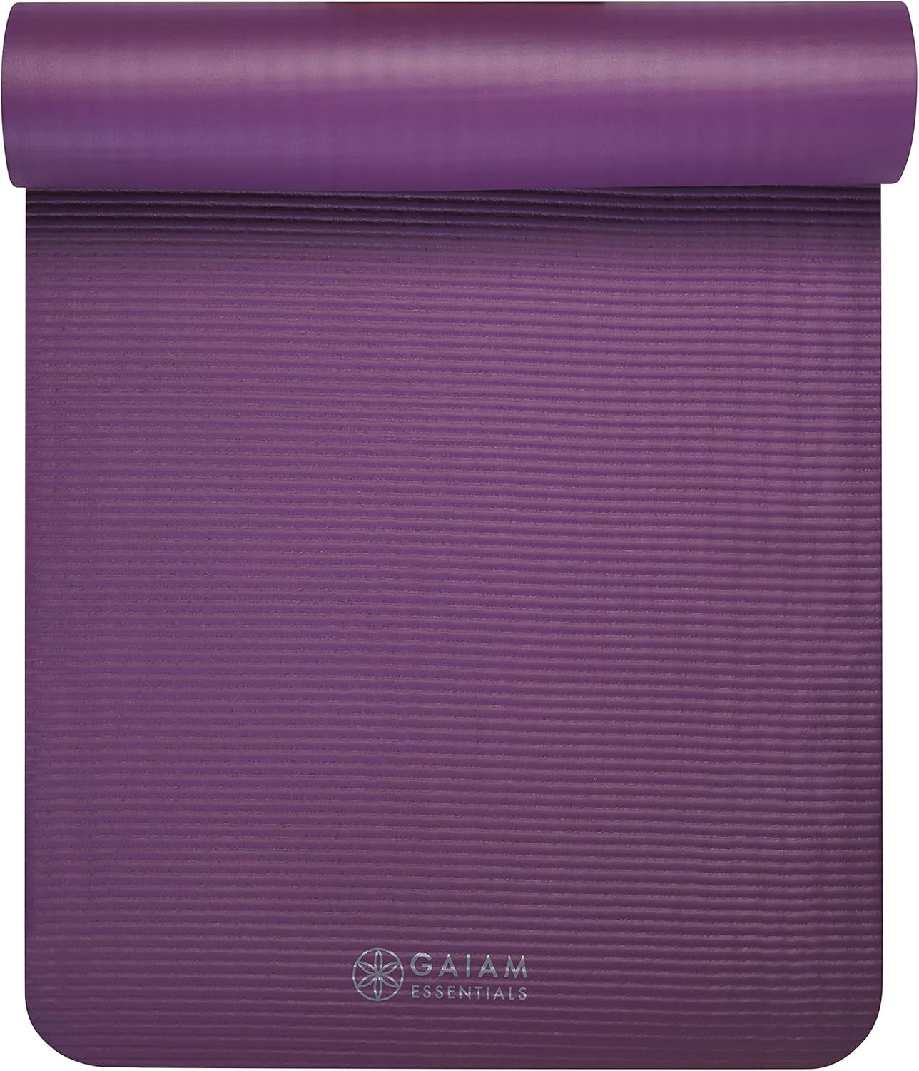 Essentials 2/5" Thick (10Mm) Yoga & Pilates, Fitness & Exercise Mat with Easy-Cinch Carrier Strap Cushion Support for Fitness and Gym Workouts