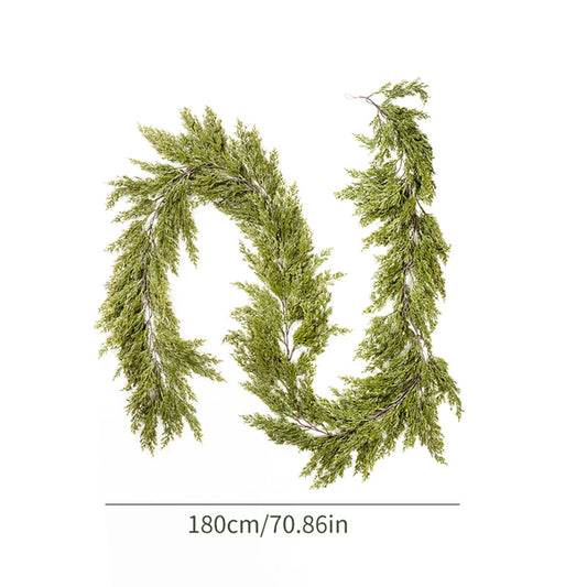 1 Pcs 6 Feet Christmas Cedar Garland Thick and Lush Realistic Artificial Cedar Garland Green Faux Cedar Pine Needles Garland for Christmas Winter Home Mantel Fireplace Holiday Party Decor