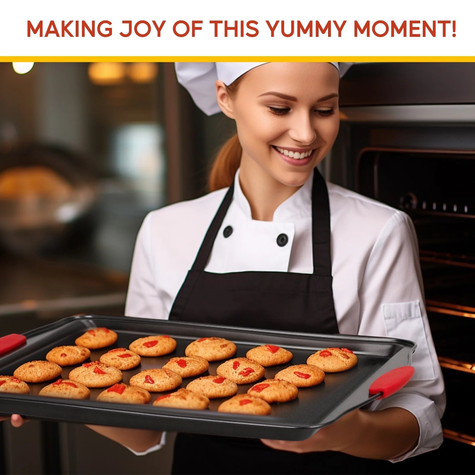 3-Piece Nonstick Carbon Steel Bakeware Set with Silicone Handles, Black