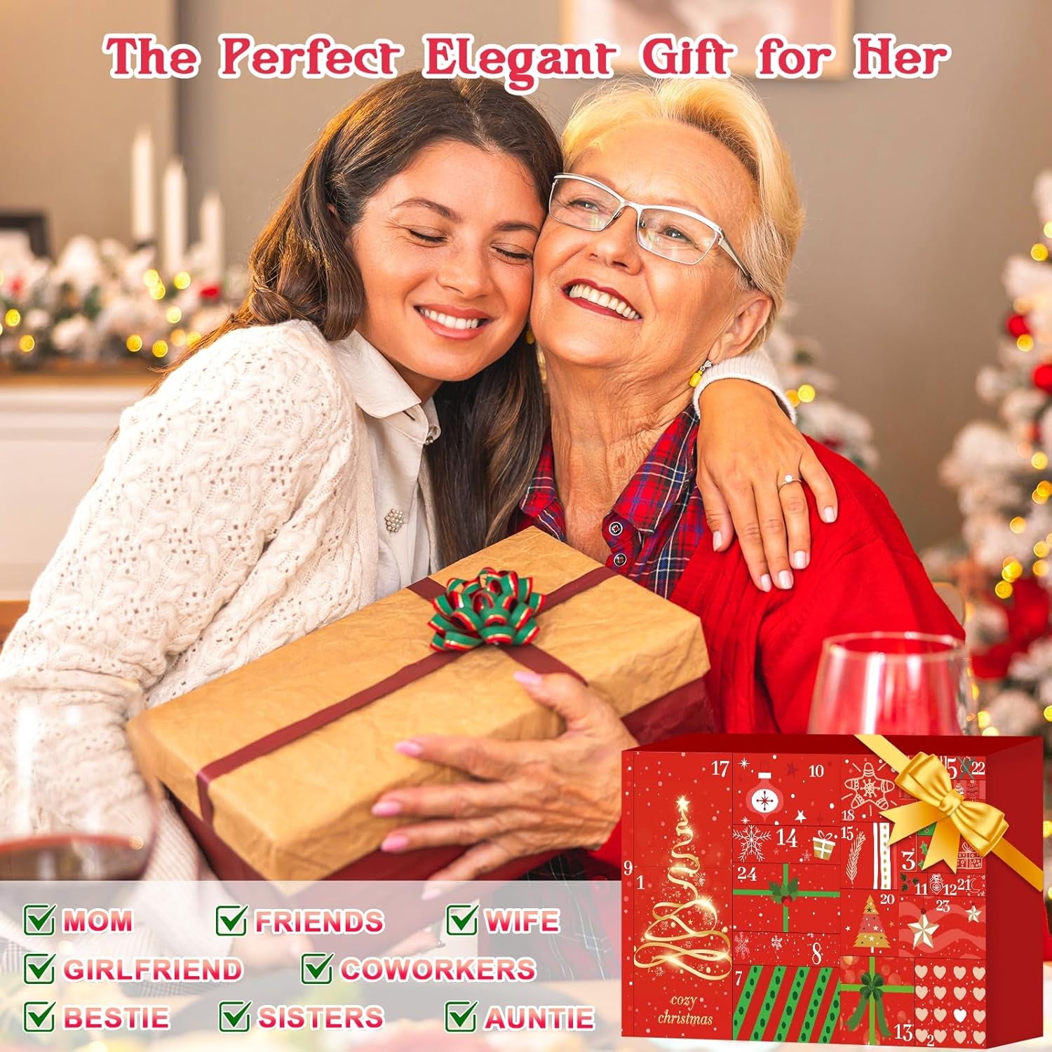Advent Calendar 2025 Adult Woman,24 Boxes Christmas Countdown Calendar with Beauty,Bath &Jewelry, Ideal Christmas Gift for Women, Friends, Moms