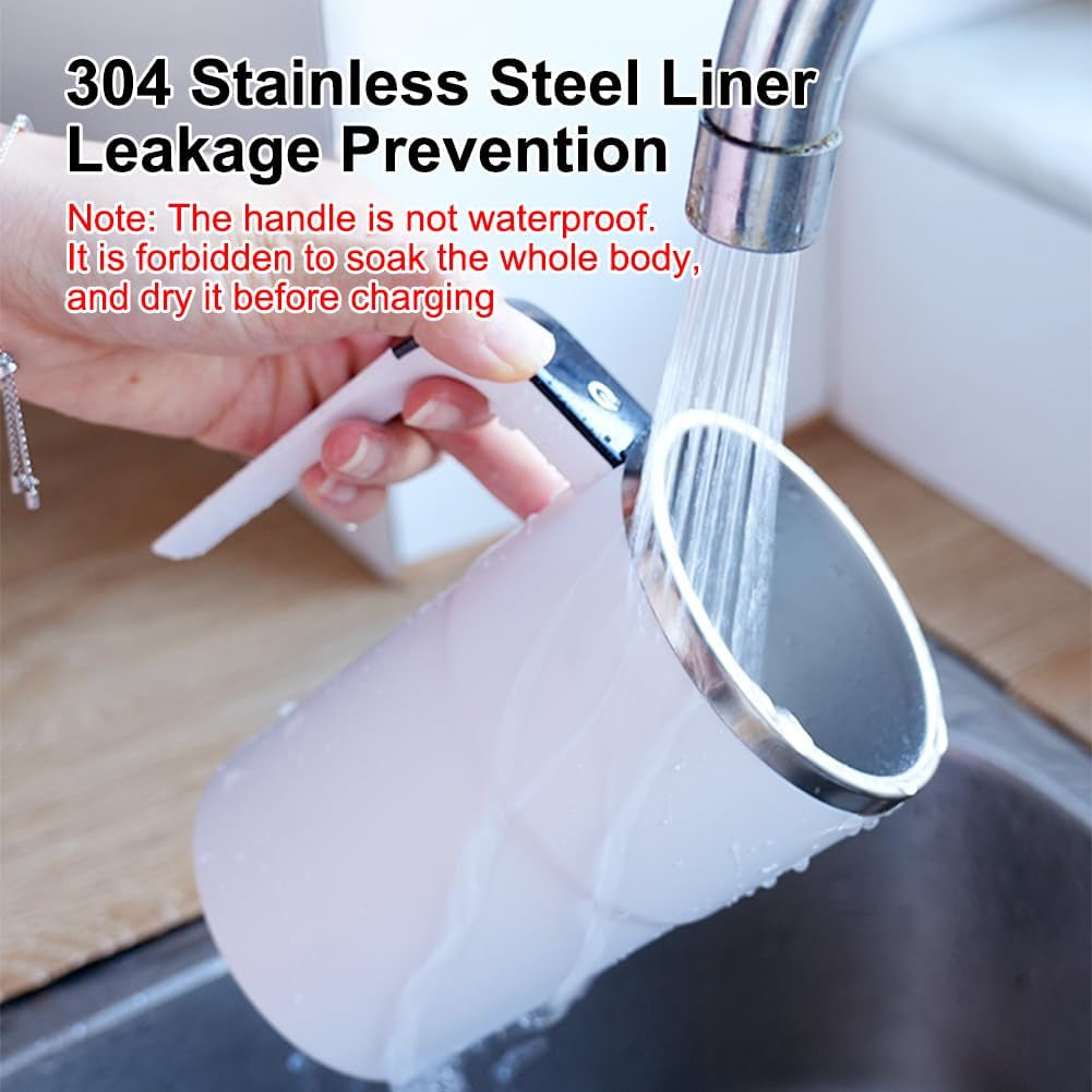 Self-Stirring Coffee Mug Magnetic Stirring Cup Drink Stirrer Rechargeable Automatic Mixing Cup W/Lcd Thermometer for Coffee Tea Hot Chocolate (White, 13 Oz)