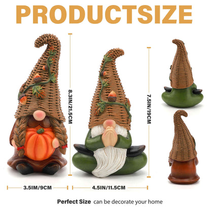 Fall Decorations for Home, Fall Gnomes Decoration, Wicker Gnomes Decor, Thanksgiving Decor, 2Pcs