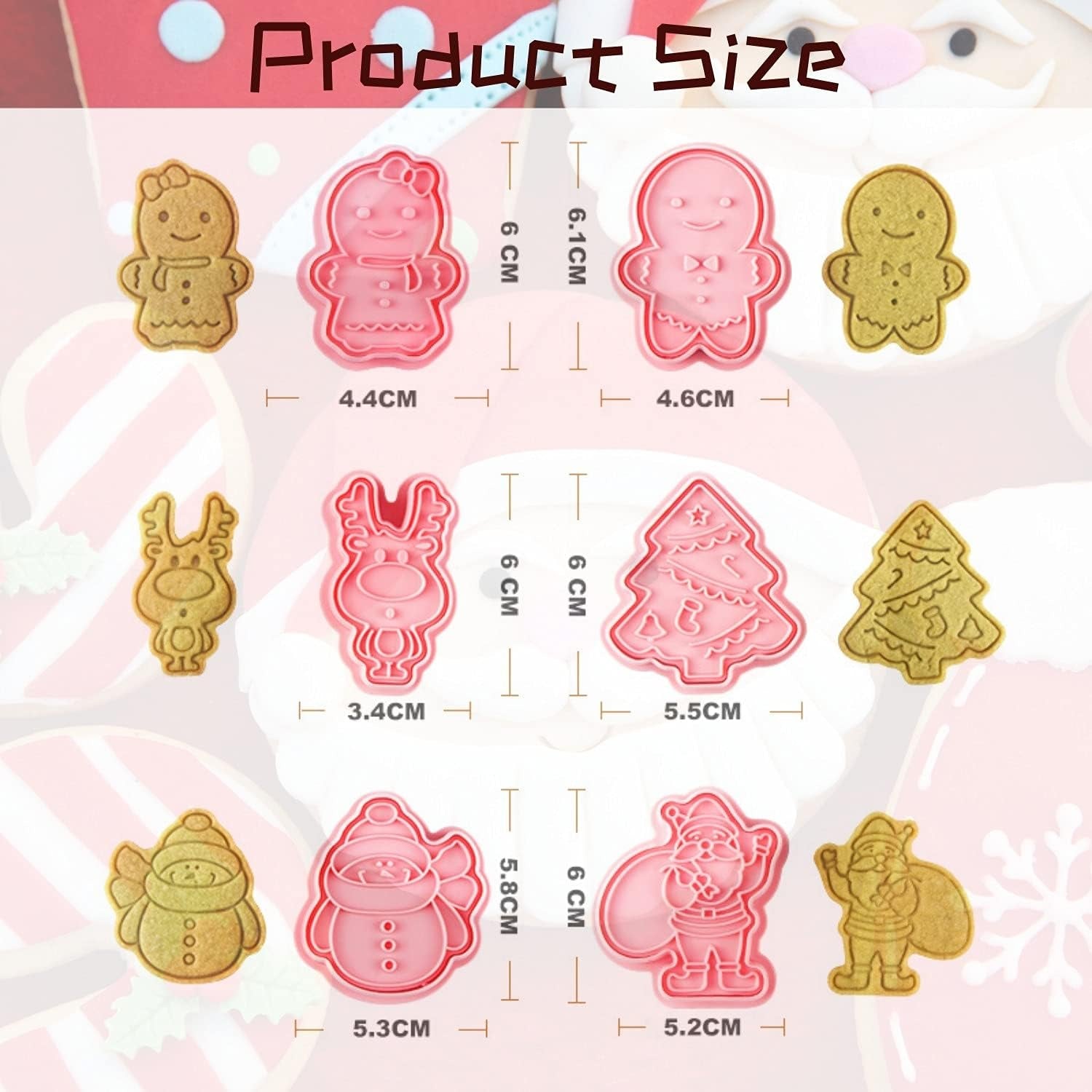 Christmas Cookie Cutter Set, 6Pcs 3D Pressable Christmas Biscuit Cutters Set - Gingerbread Man, Christmas Tree, Snowman,Embossed Stamped Pastry Cutters, for Kitchen Bakeware