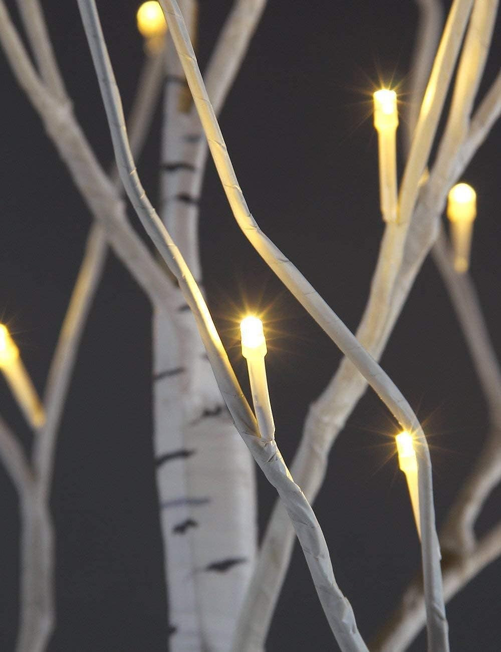 LED Birch Tree Light Set - 4Ft, 6Ft, 8Ft Trees with Warm White Lights - Indoor Outdoor Christmas Wedding Party Decorations (3-Pack)