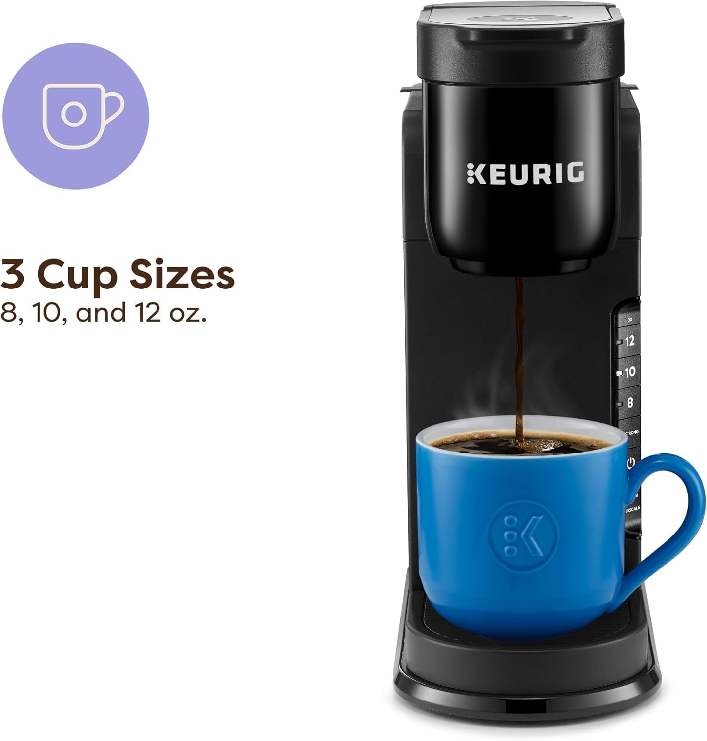 K-Express Single Serve K-Cup Pod Coffee Maker, 3 Brew Sizes, Strong Button Feature, 42Oz Removable Reservoir, Black