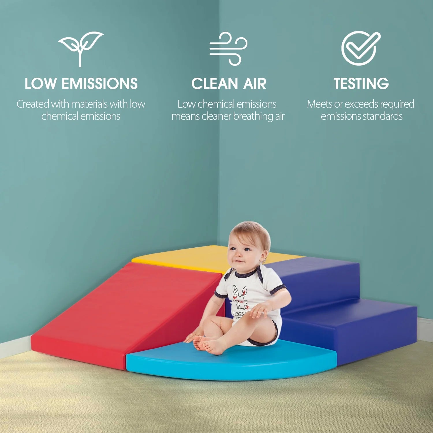 Baby Climb & Crawl Foam Play Set , 4-Piece Set Foam Climbing Blocks Toddler Climbing Toys for Child Development, Motor Skills