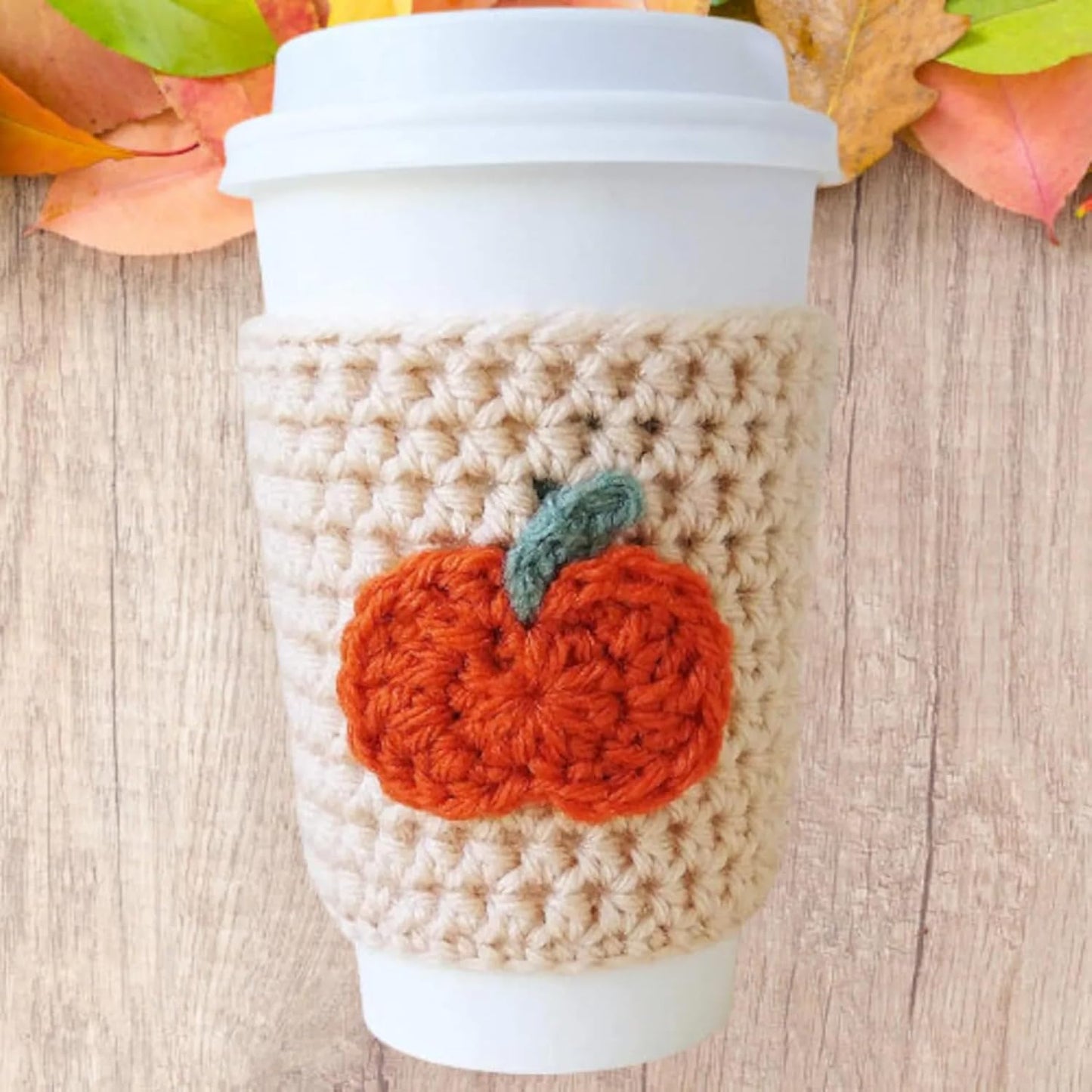 Pumpkin Coffee Cozy Sleeve, Reusable Fall to Go Cup Cover, Autumn Beverage Accessory