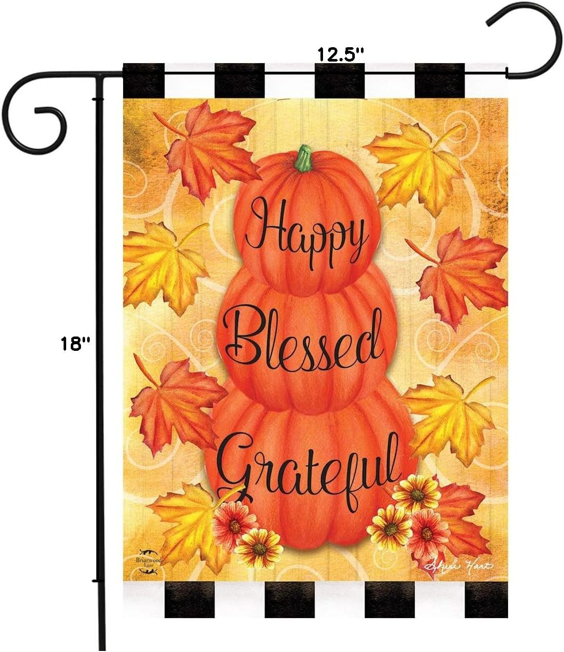 Fall Thanksgiving Garden Flag 12X18 for Outdoor Happy Blessed Grateful Autumn for Thanksgiving Garden Flag Flags for Outside