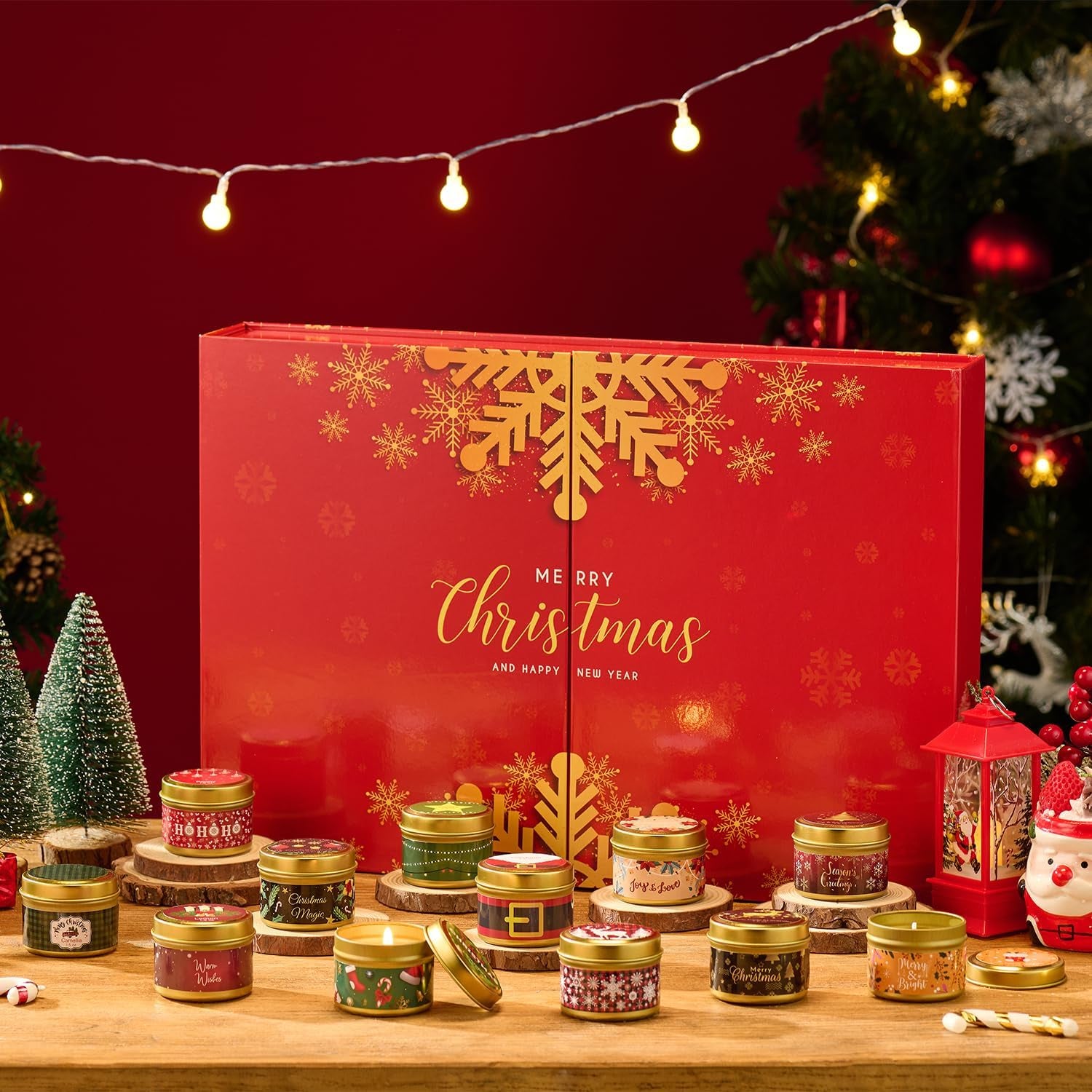 Candle Advent Calendar 2025 Adult Women, 24 Day Scented Candle Countdown to Christmas Calendar with Holiday Scents Xmas Suprise Gifts for Mom Grandmother Wife