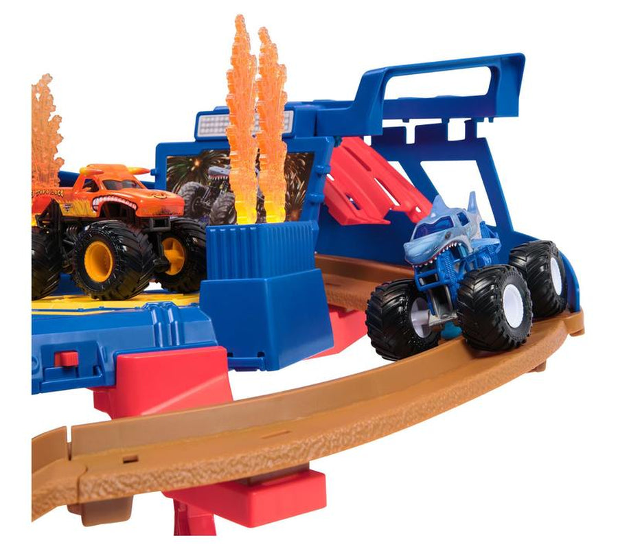 Monster Jam Supercharge Speedway Playset with 2 Monster Trucks