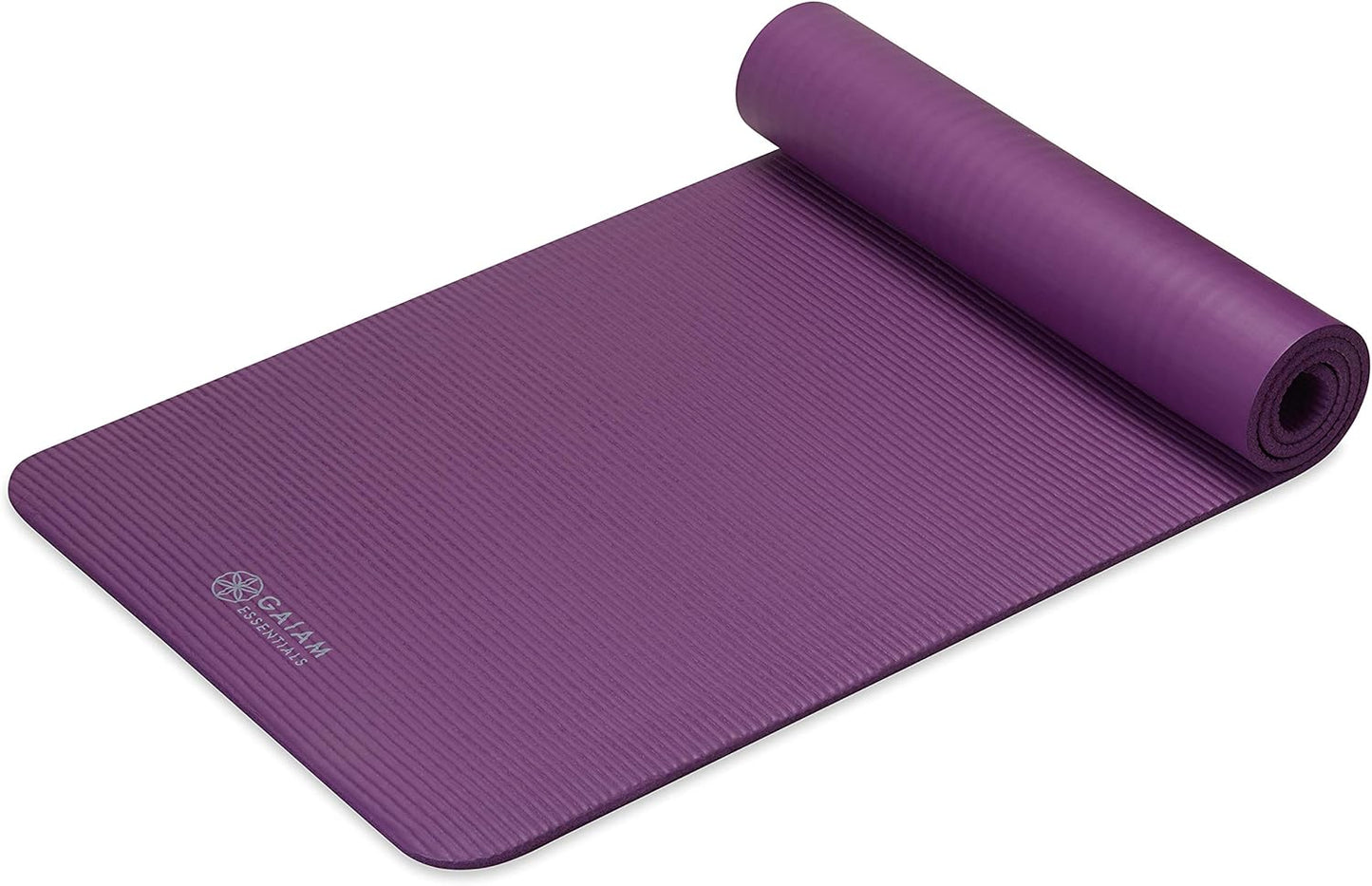 Essentials 2/5" Thick (10Mm) Yoga & Pilates, Fitness & Exercise Mat with Easy-Cinch Carrier Strap Cushion Support for Fitness and Gym Workouts