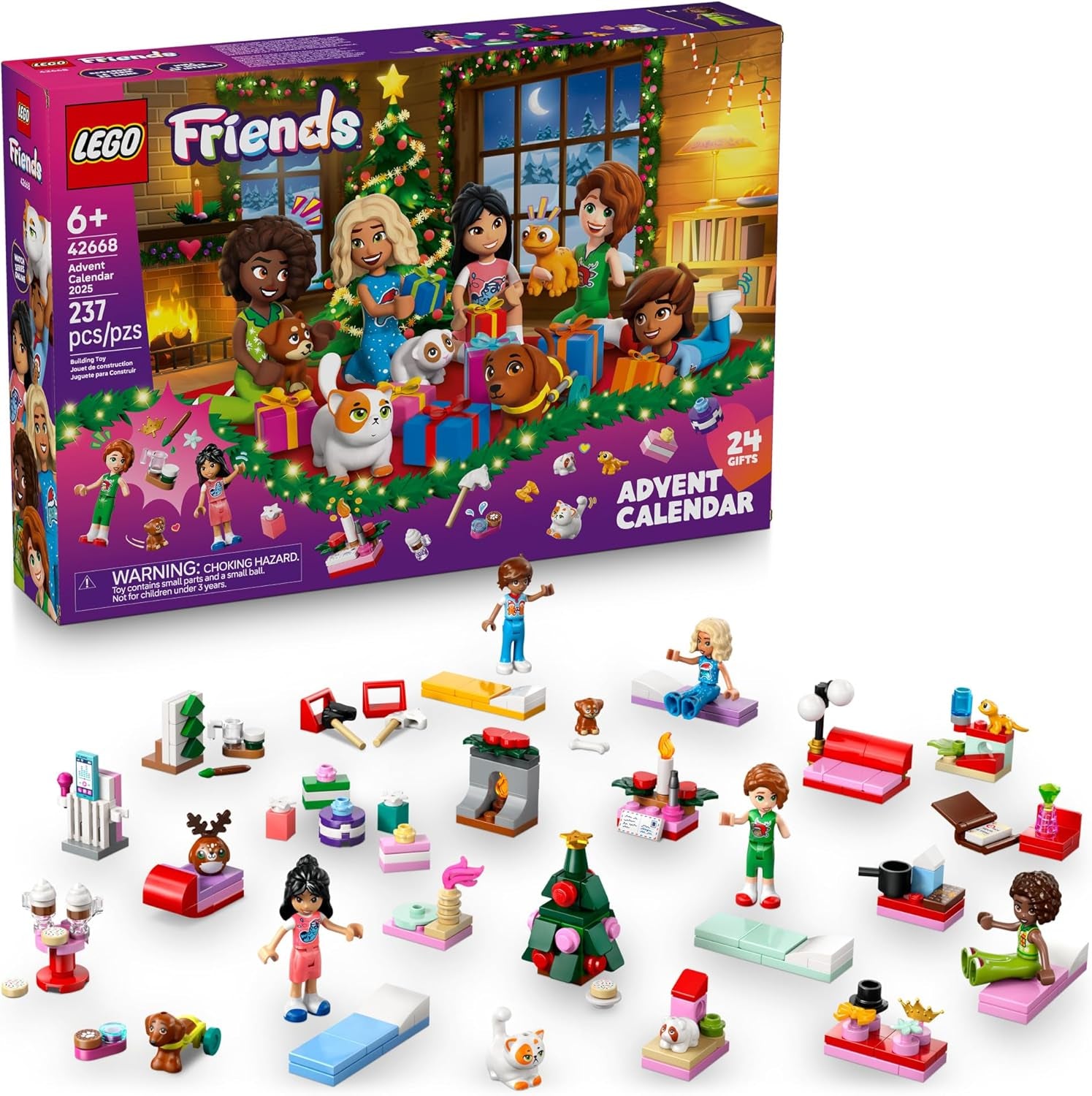 Friends Advent Calendar 2025 Building Toy - Holiday Countdown Set for Girls & Boys, Ages 6+ - 24 Buildable Surprises, 5 Minidolls & 5 Pets - Kids Gift Idea for Christmas - 42668