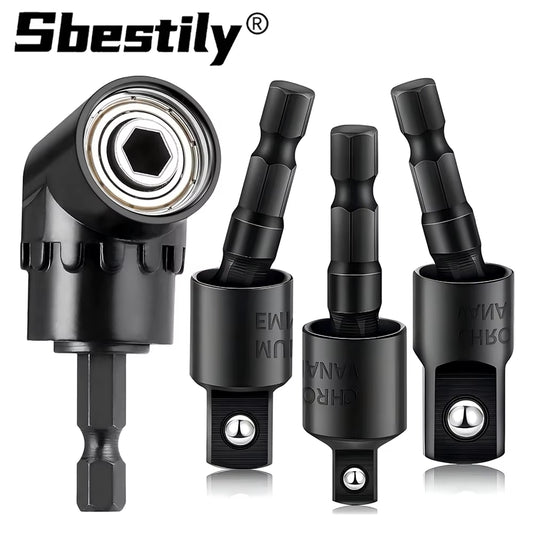 105° Right Angle Drill Adapter with 1/4" 3/8" 1/2" Impact Grade Socket Adapter 360° Rotation for Household Workplace Industry