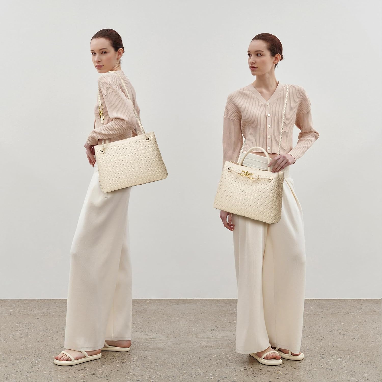 Woven Bag for Women Crossbody Handbag: Vegan Leather Small Tote Purse Trendy Shoulder Handbag Bowknot Satchel Purse