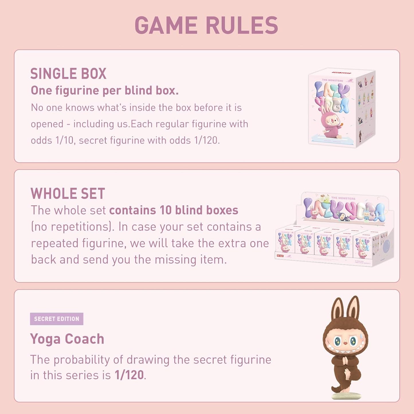 the Monsters Lazy Yoga Series Figures, the Monsters Blind Box Figures, Random Design Action Figures Collectible Toys Home Decorations, Holiday Birthday Gifts for Boys and Girls, Single Box