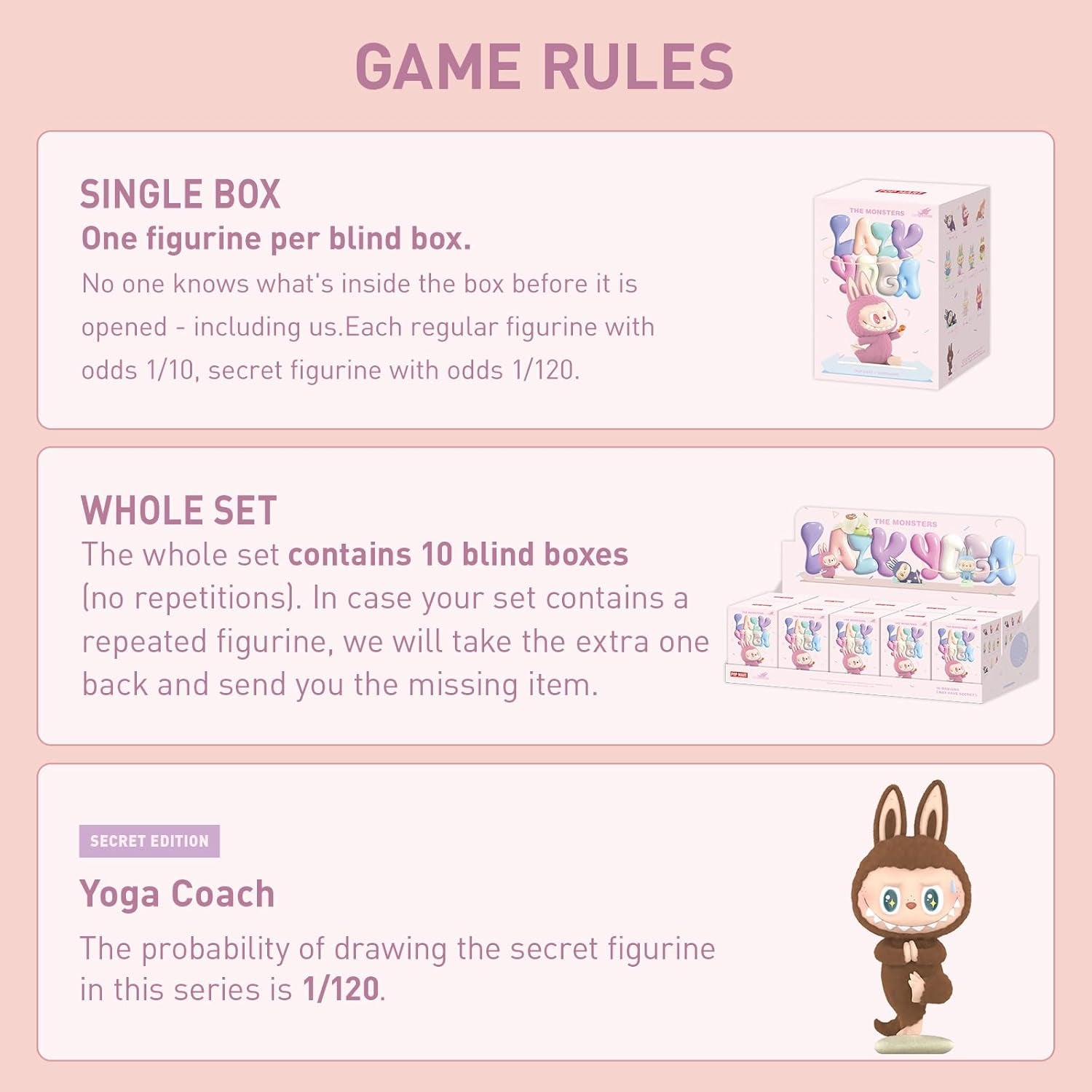 the Monsters Lazy Yoga Series Figures, the Monsters Blind Box Figures, Random Design Action Figures Collectible Toys Home Decorations, Holiday Birthday Gifts for Boys and Girls, Single Box