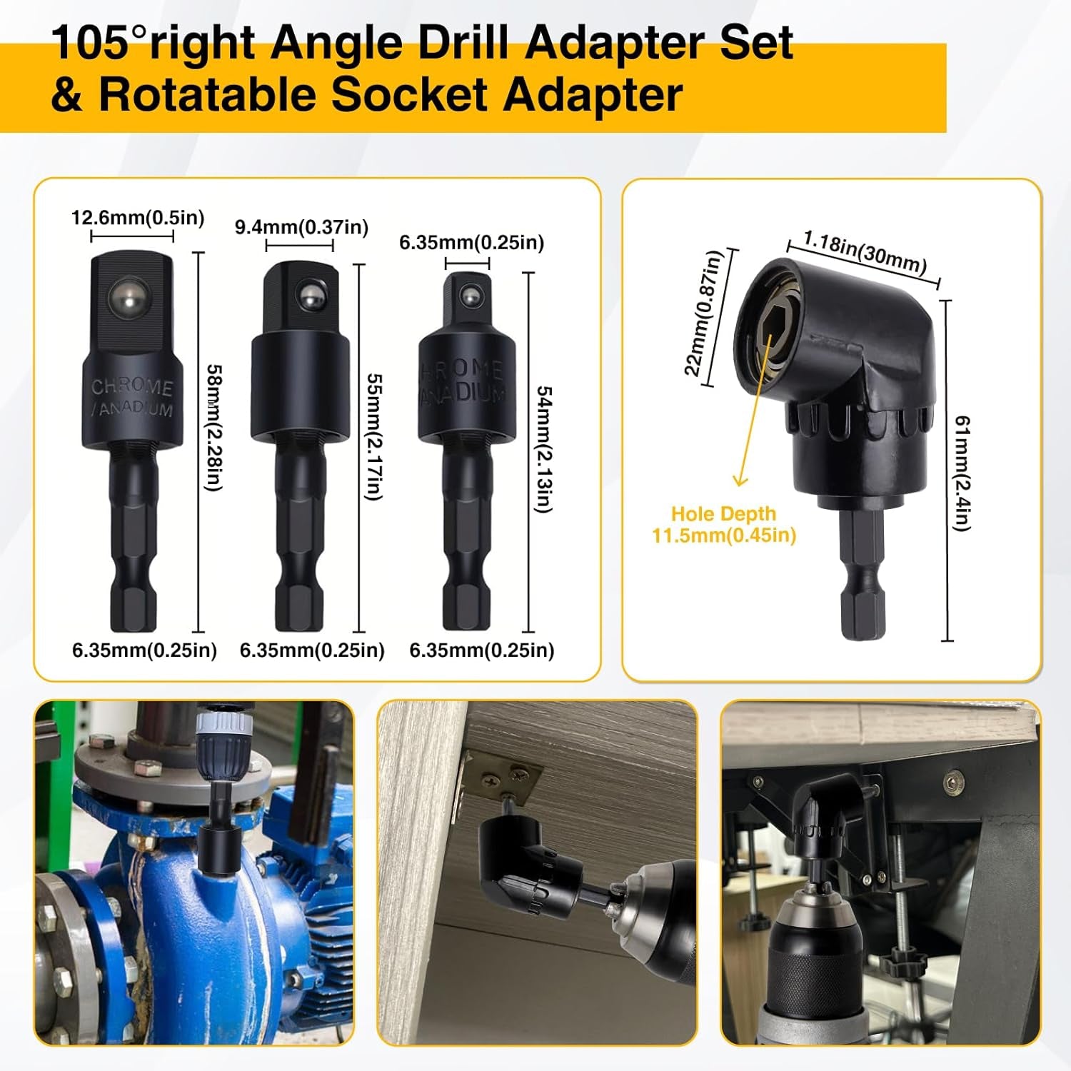 38Pcs Flexible Drill Bit Extension, 105° Right Angle Drill, Bit Holder, Hex Socket Adapter, Bendable Drill Bit Extension, Bit Holder Extension Screwdriver Bit Kit