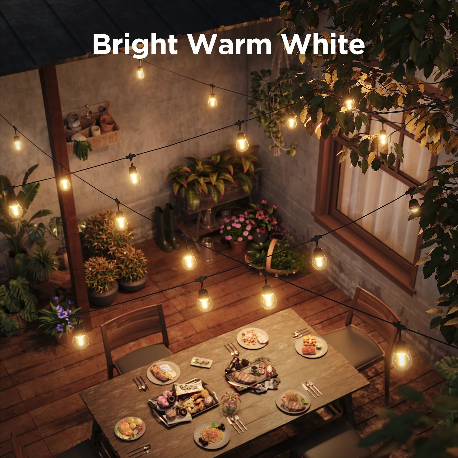 48Ft Outdoor Clear Bulb String Lights