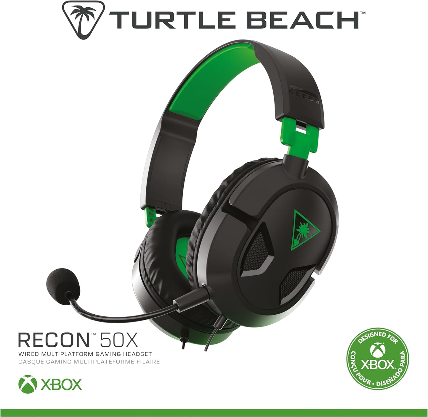 Recon 50 Xbox Gaming Headset – Officially Licensed for Xbox Series X|S, Xbox One, and Windows Pcs with 3.5Mm – Also Works with PS5, PS4, and Mobile Devices, Removable Mic, 40Mm Speakers